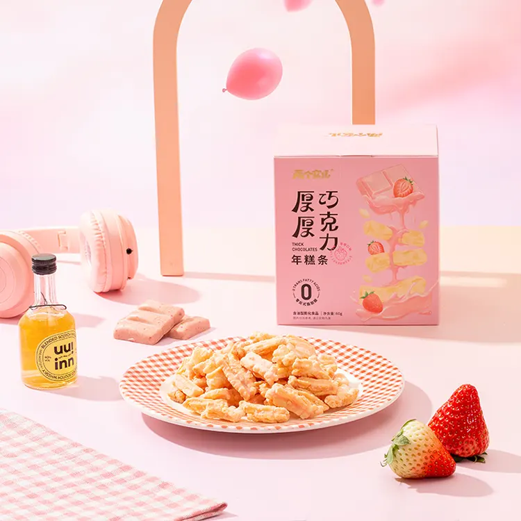 Strisce di cracker di riso al cioccolato e fragole da 60 g
